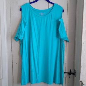 Teal Cold Shoulder Tunic by Woman Within 22-24